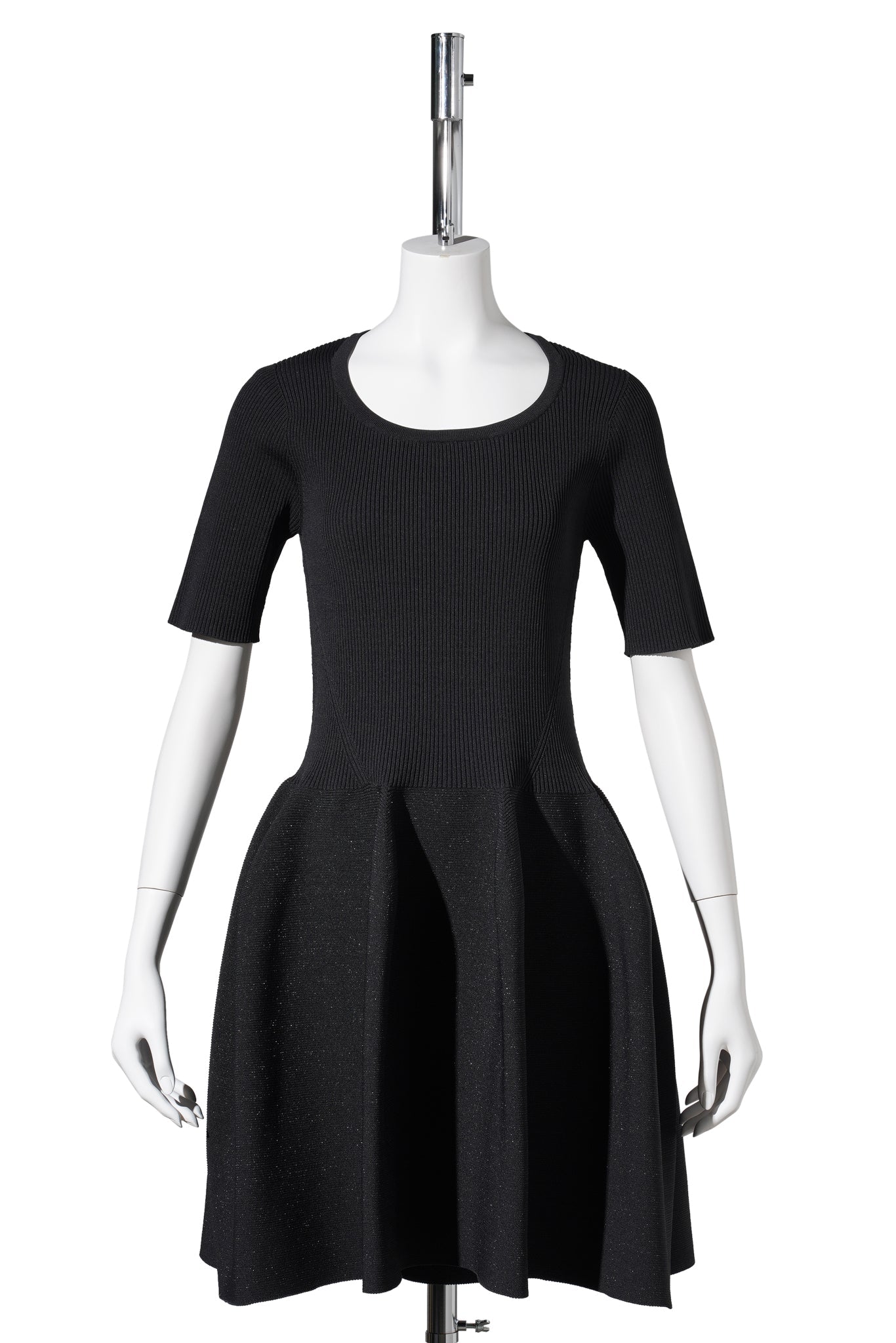 POTTERY HS GLITTER-ROUNDNECK SHORT SLEEVE MINI DRESS / BLACK/BLACK