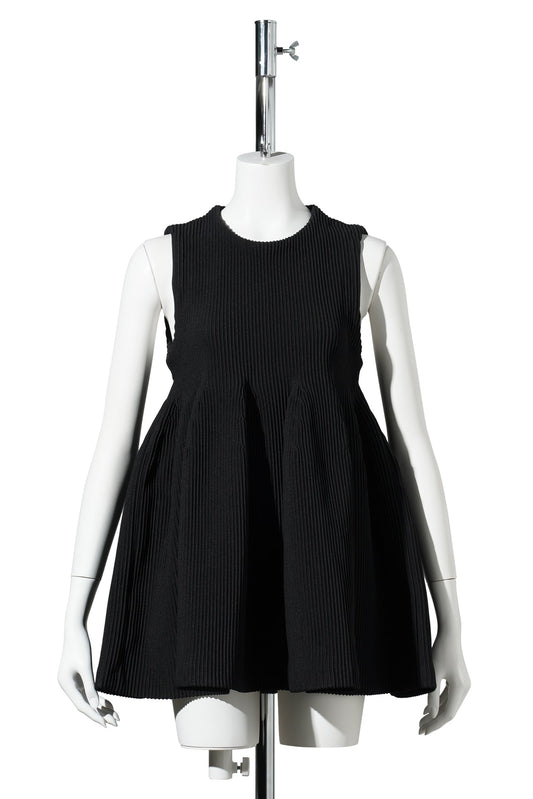 HYPHA-BUST FLARE SLEEVELESS TOP / BLACK
