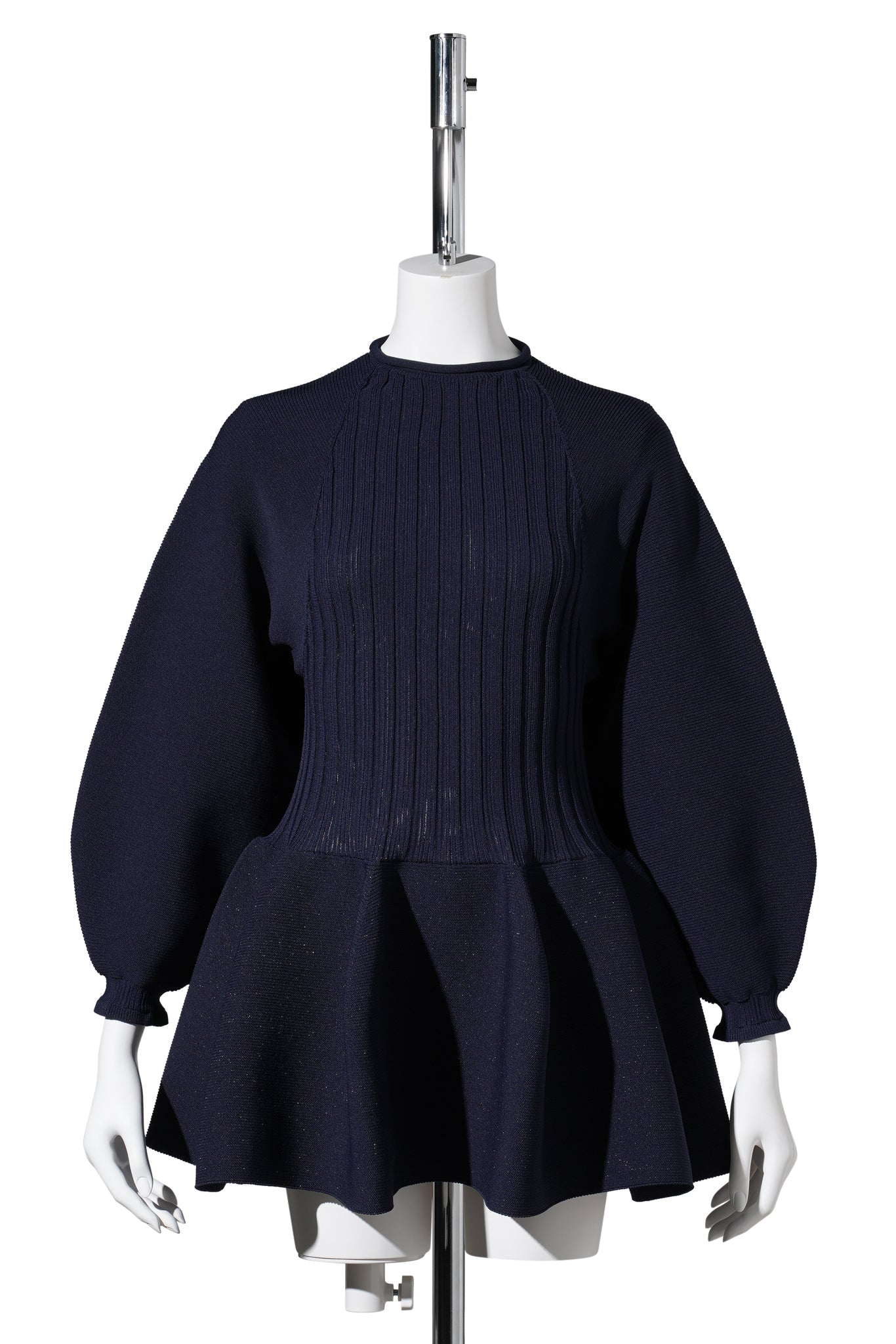 POTTERY GLITTER-PUFF SLEEVE TOP / NAVY/BLACK