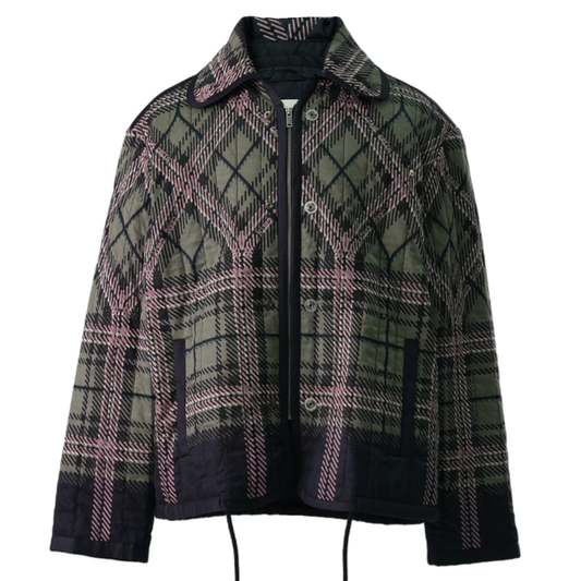 QUILTED PLAID FADE JACKET / BLACK