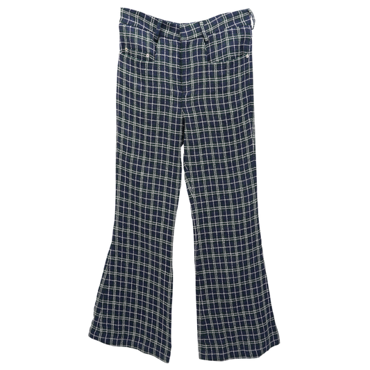 JACQUARD PLAID FLAIR TROUSERS / NAVY