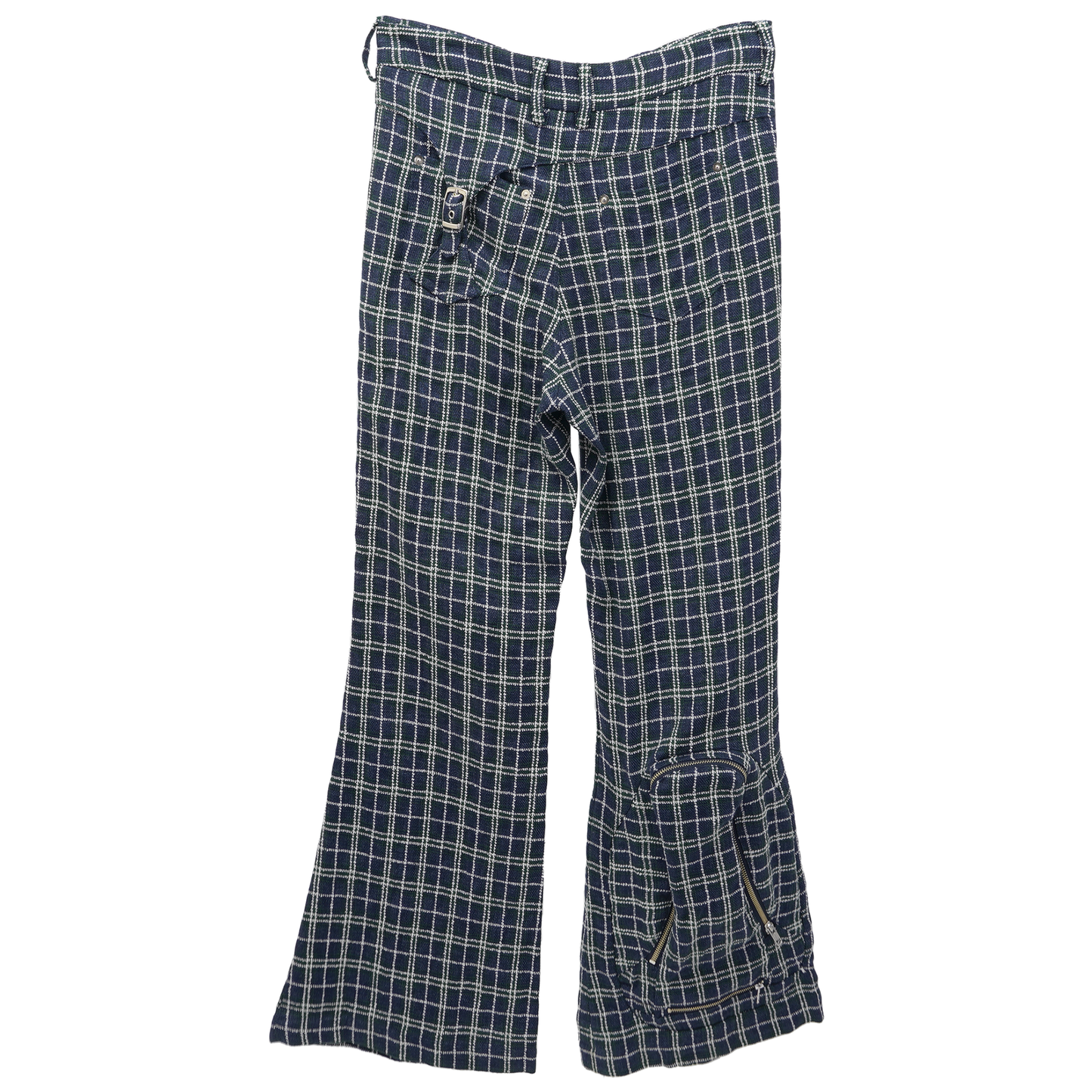 JACQUARD PLAID FLAIR TROUSERS / NAVY