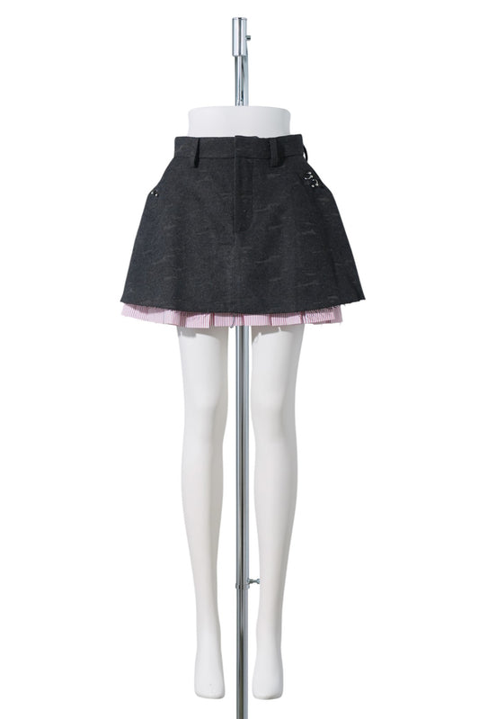ABERDEEN SKIRT / GREY/RED STRIPE