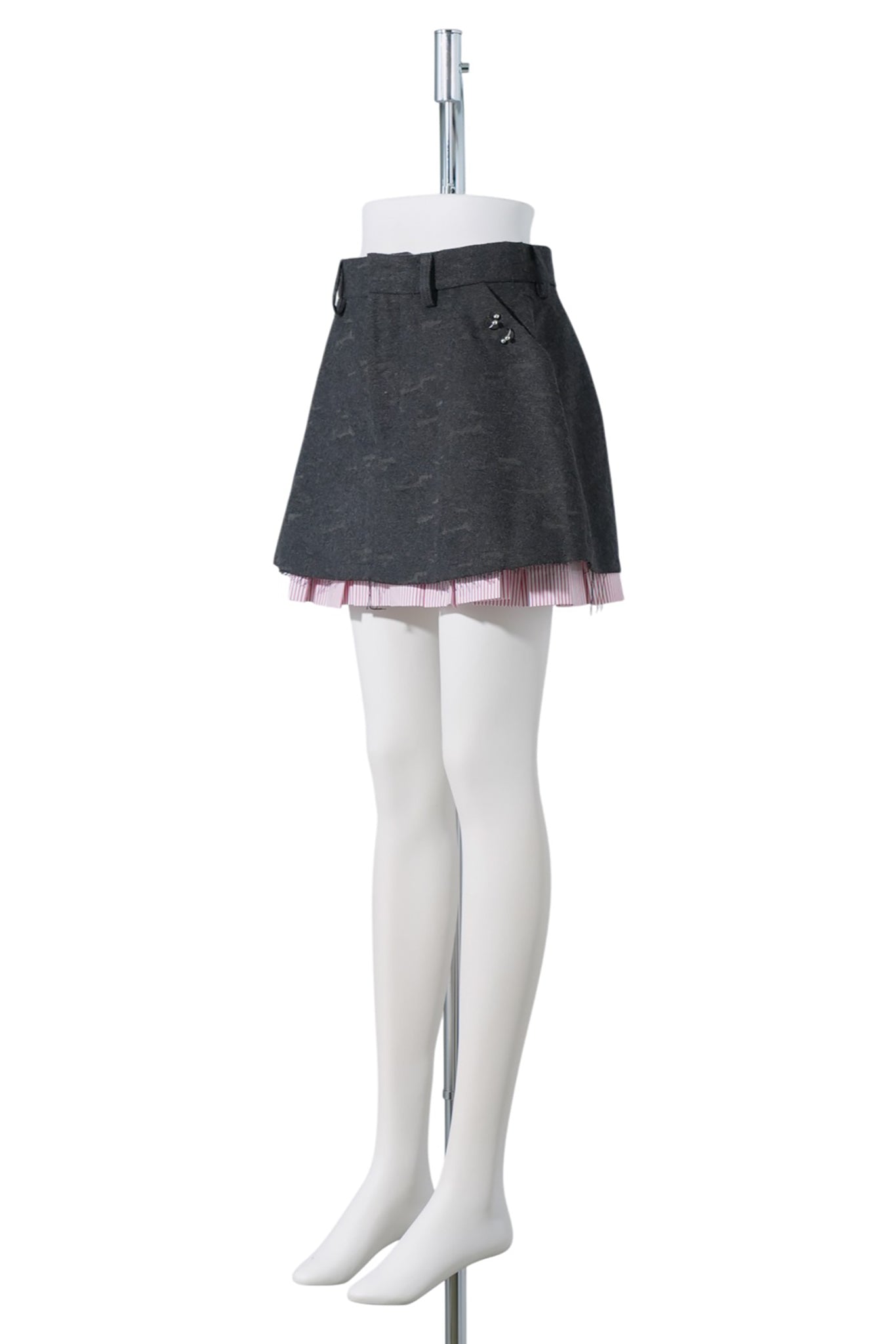 ABERDEEN SKIRT / GREY/RED STRIPE