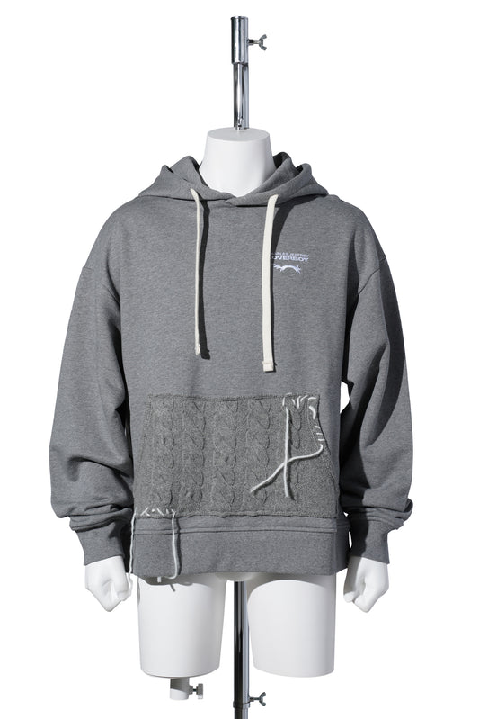 PATCH RABBIT EARS HOODY / GREY