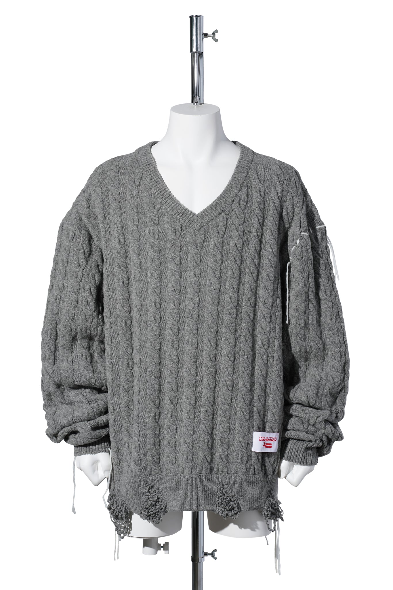 LABEL CABLE KNITTED JUMPER / GREY