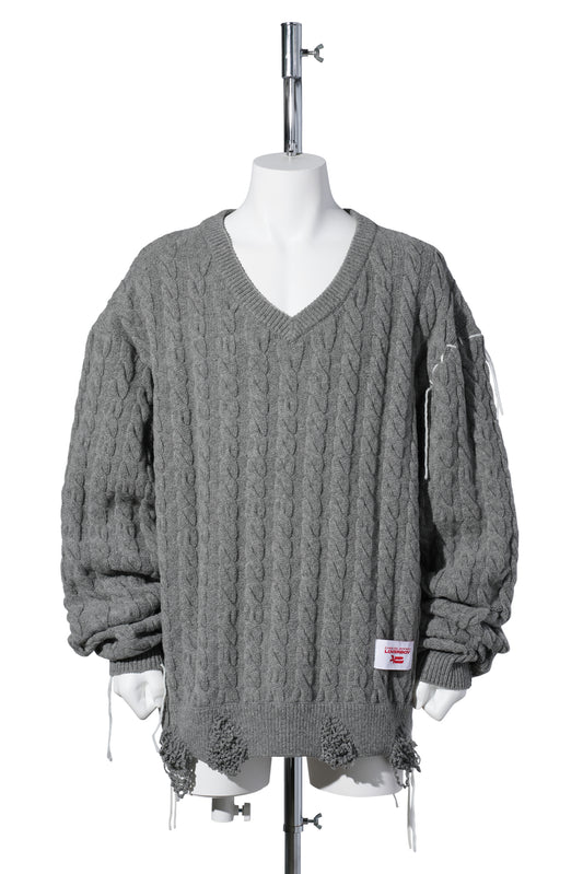 LABEL CABLE KNITTED JUMPER / GREY