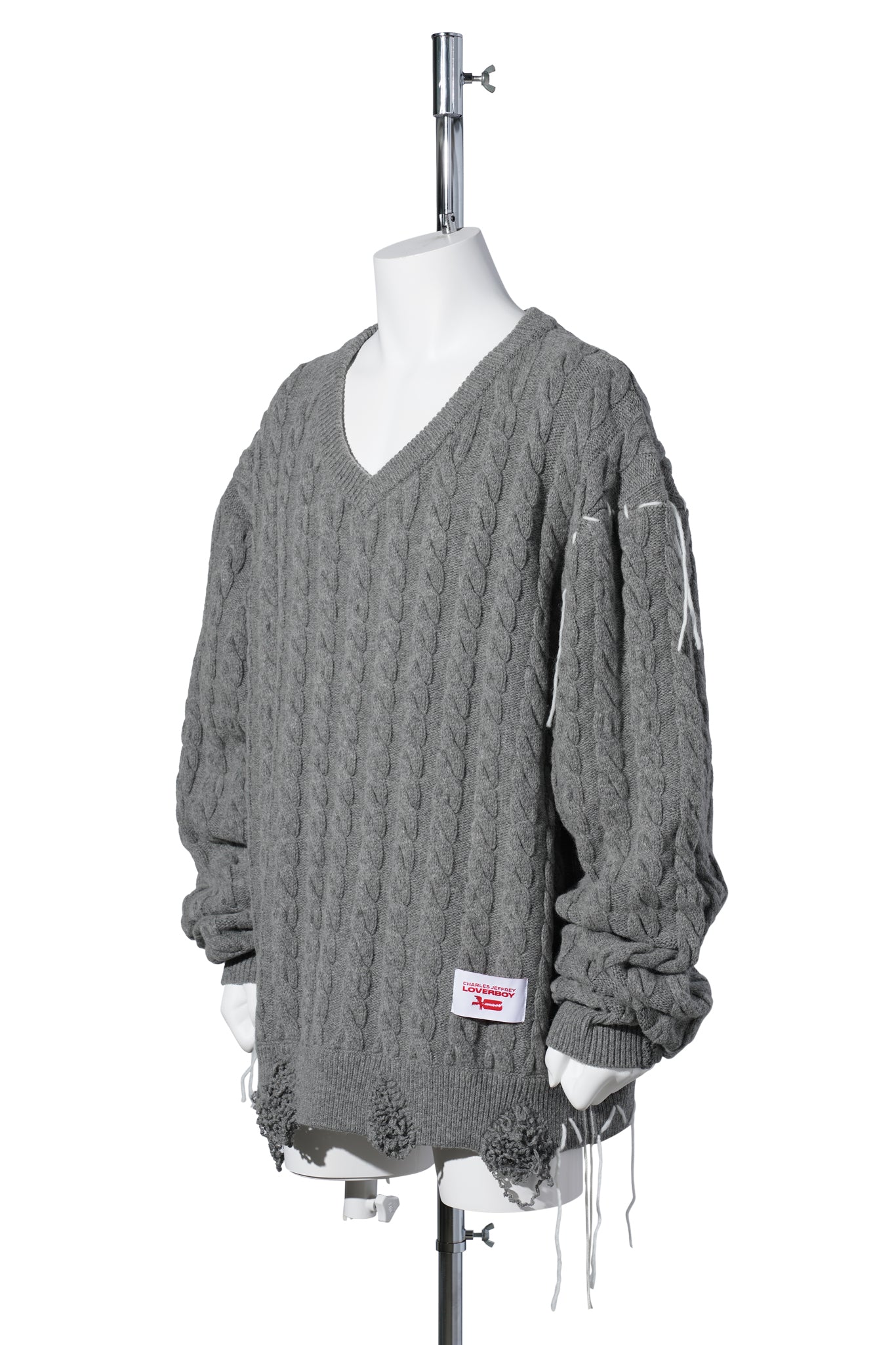 LABEL CABLE KNITTED JUMPER / GREY