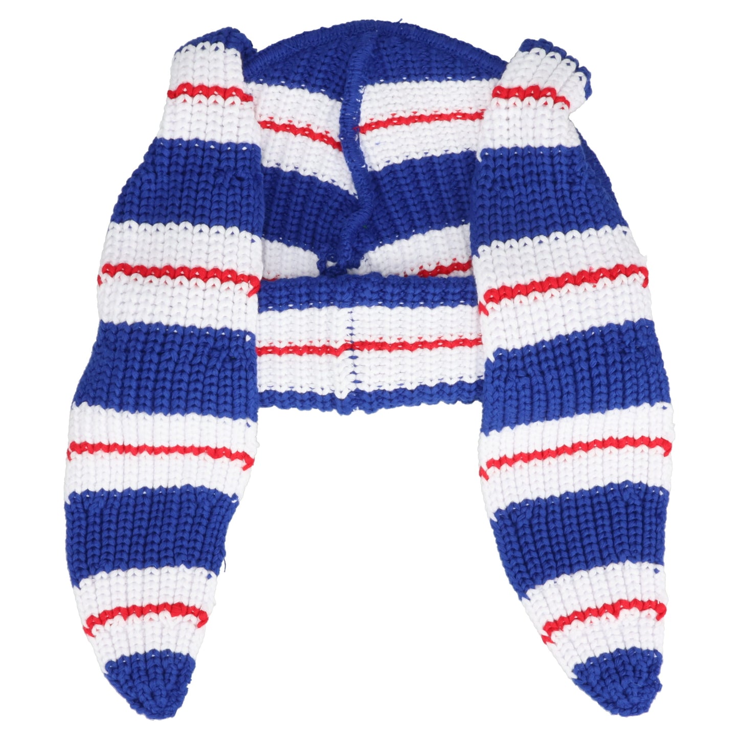CHUNKY RABBIT BEANIE / BLUE/RED/WHITE STRIPE