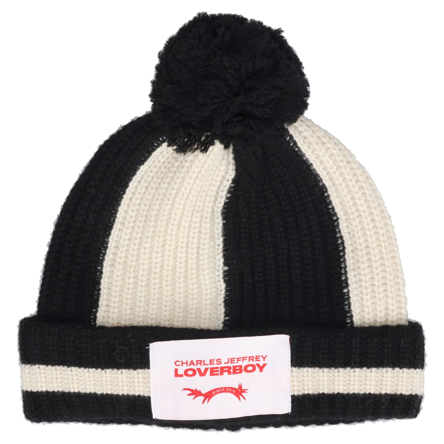 POMPOM BEANIE / BLACK/ECRU