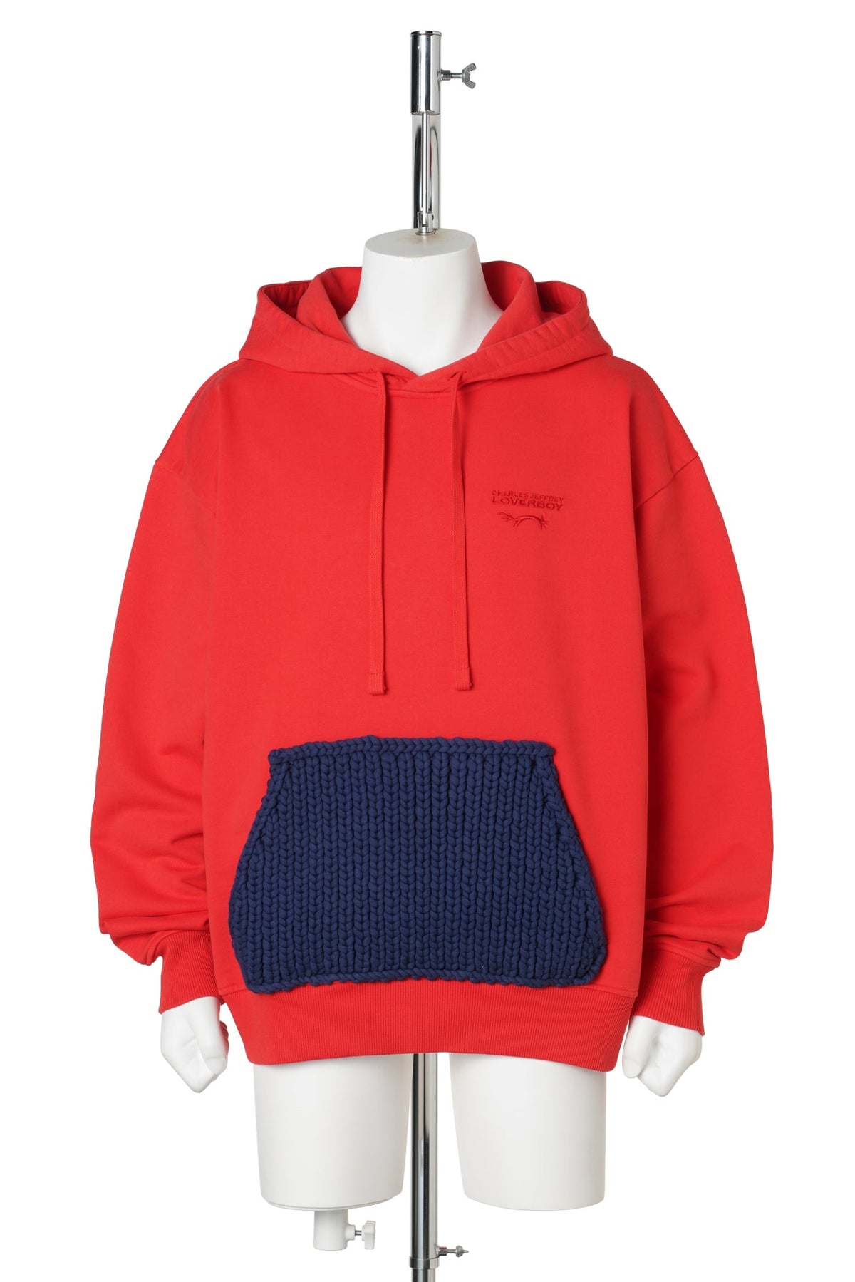 EARS PATCH HOODY / KNITTED RED