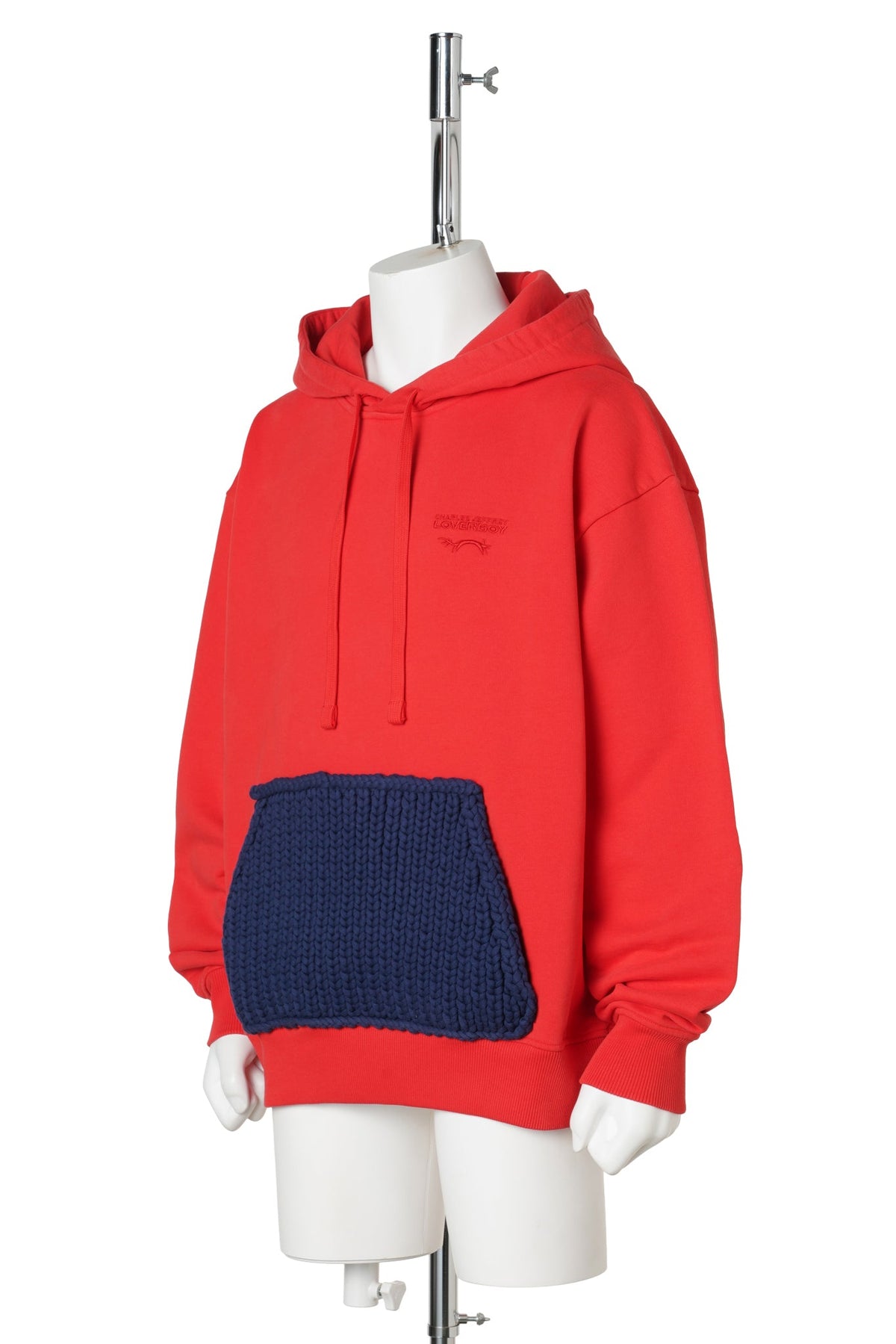 EARS PATCH HOODY / KNITTED RED