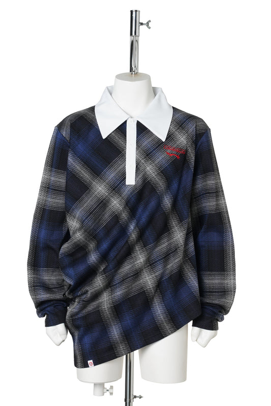 TOPSY TURVY POLO / KNITTED BLUE TARTAN