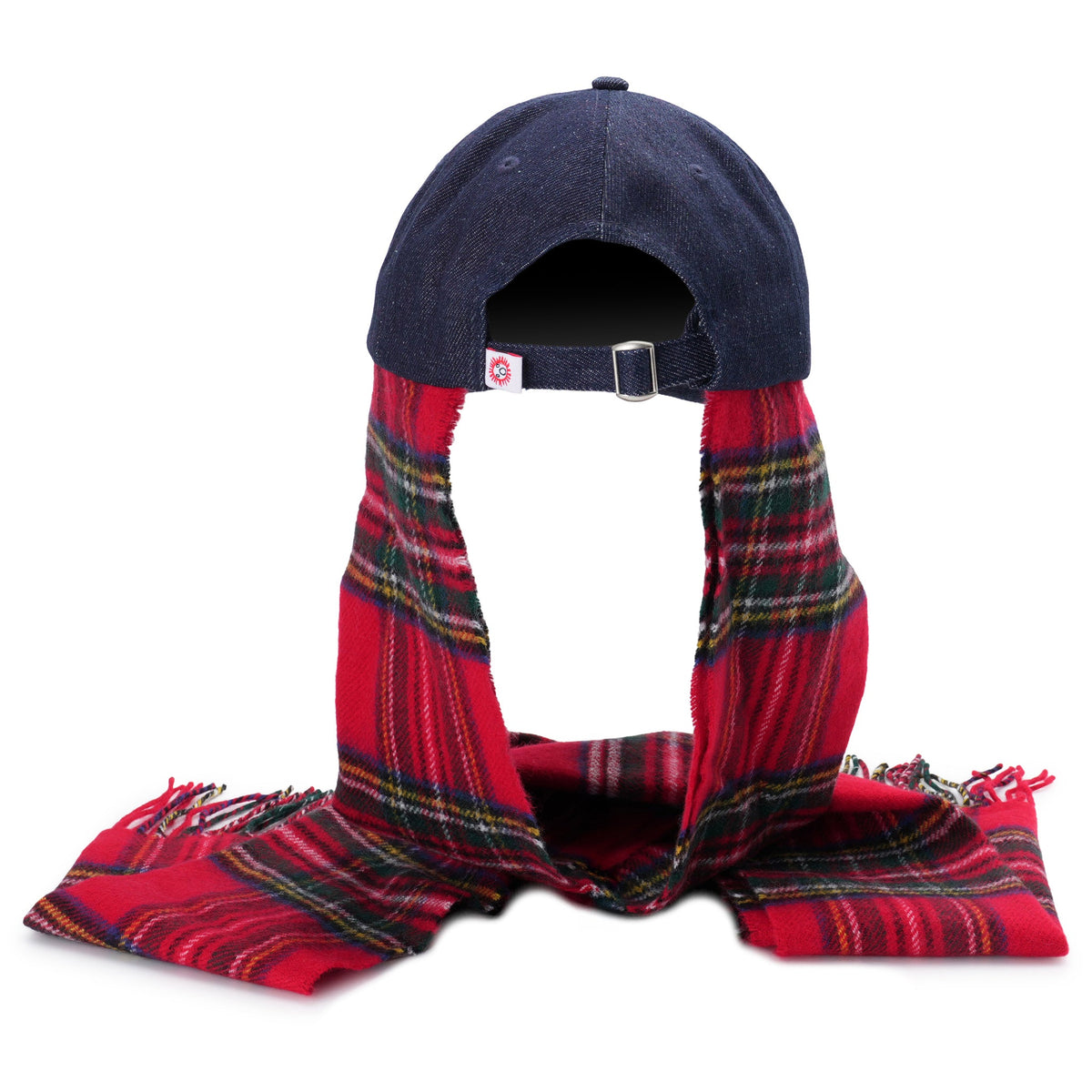 SCARF CAP / INDIGO DENIM/RED TARTAN