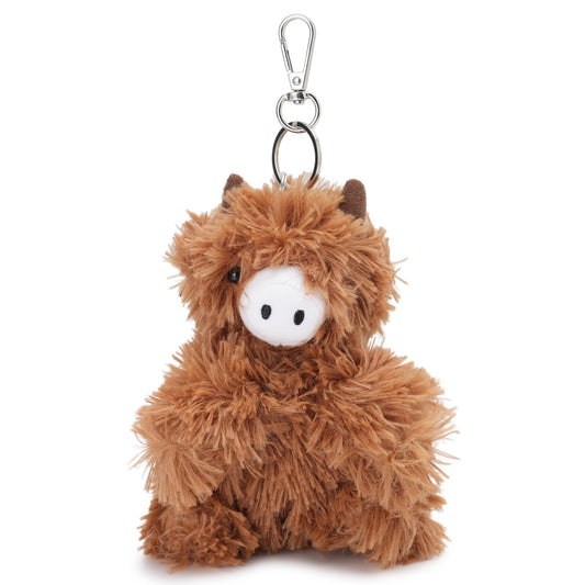 CURSED HIGHLAND COW PLUSH KEYCHAIN / WOVEN BROWN