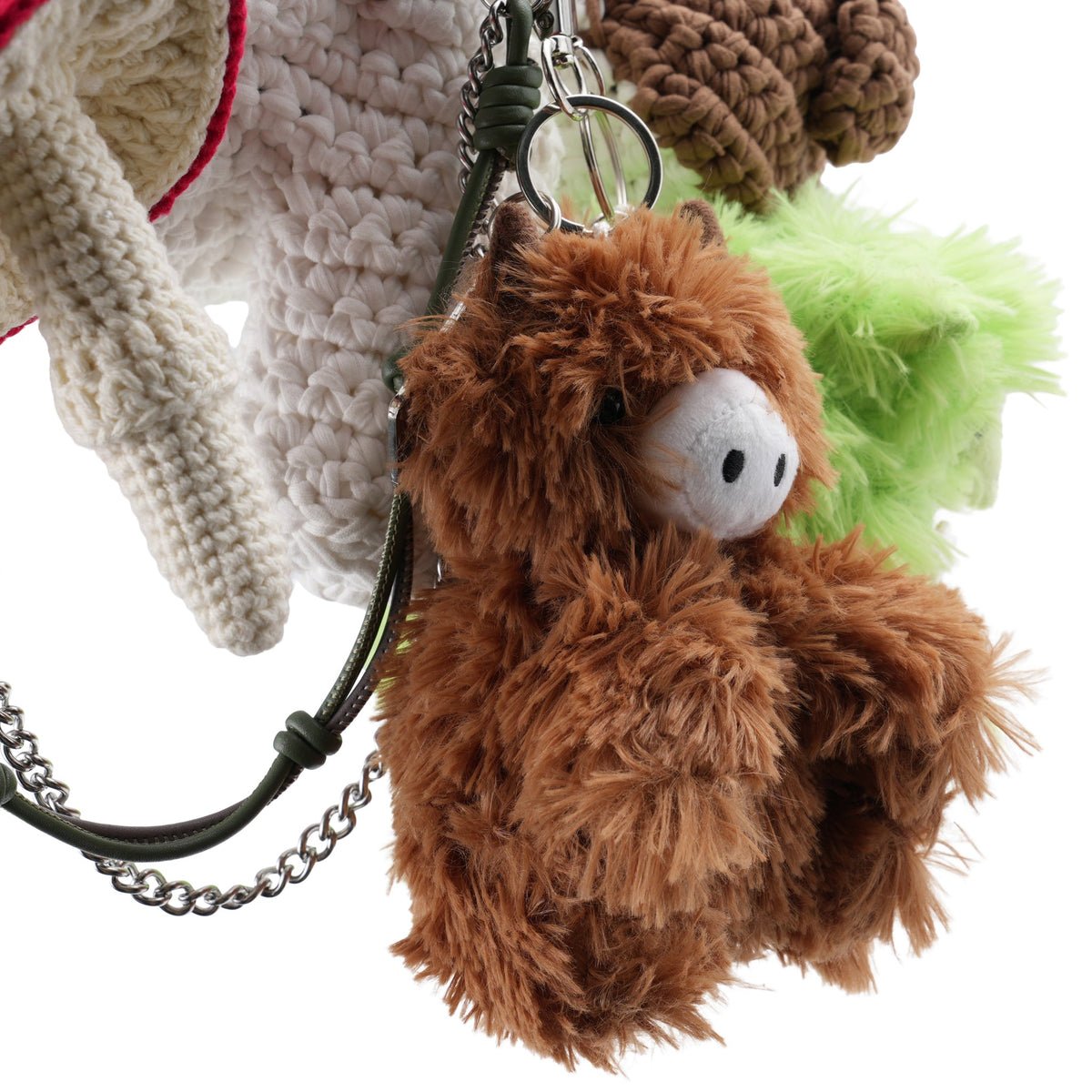 CURSED HIGHLAND COW PLUSH KEYCHAIN / WOVEN BROWN