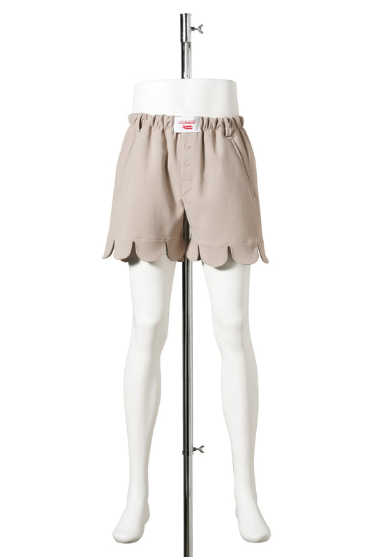 FORMAL SCALLOPED BOXER SHORTS / BEIGE