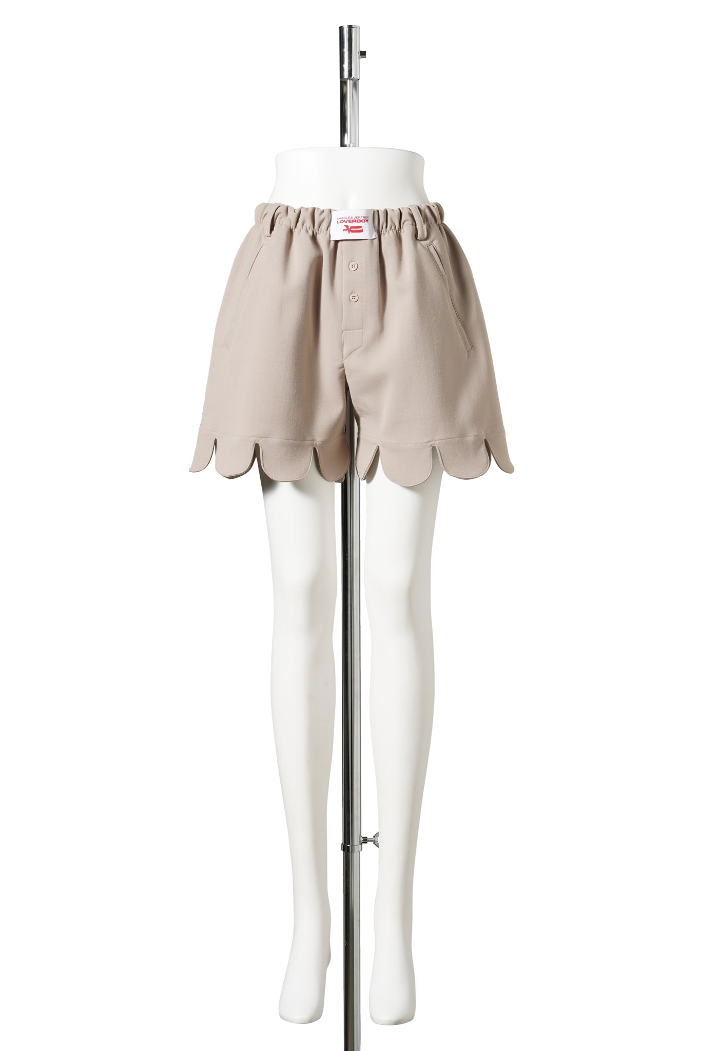 FORMAL SCALLOPED BOXER SHORTS / BEIGE