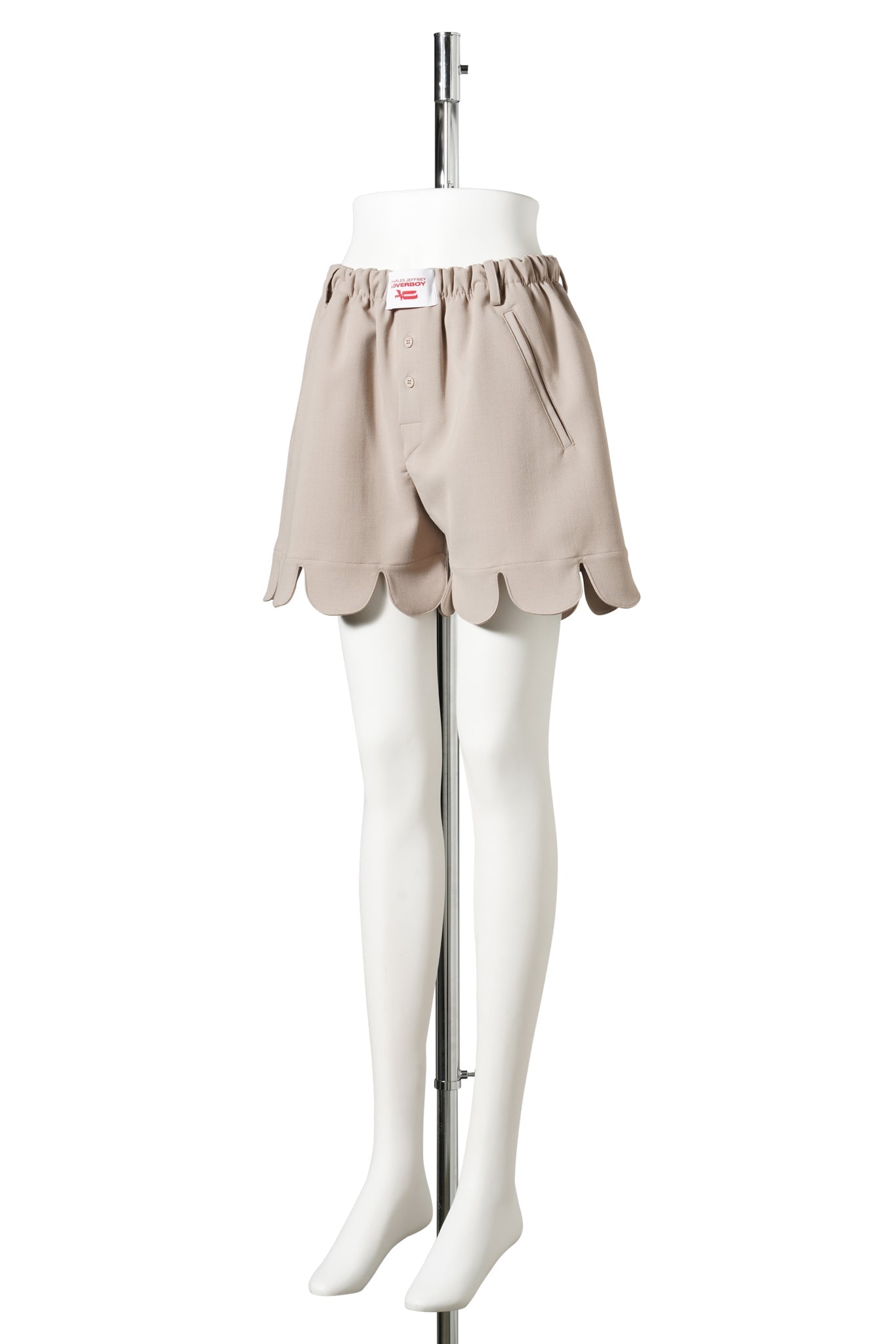 FORMAL SCALLOPED BOXER SHORTS / BEIGE