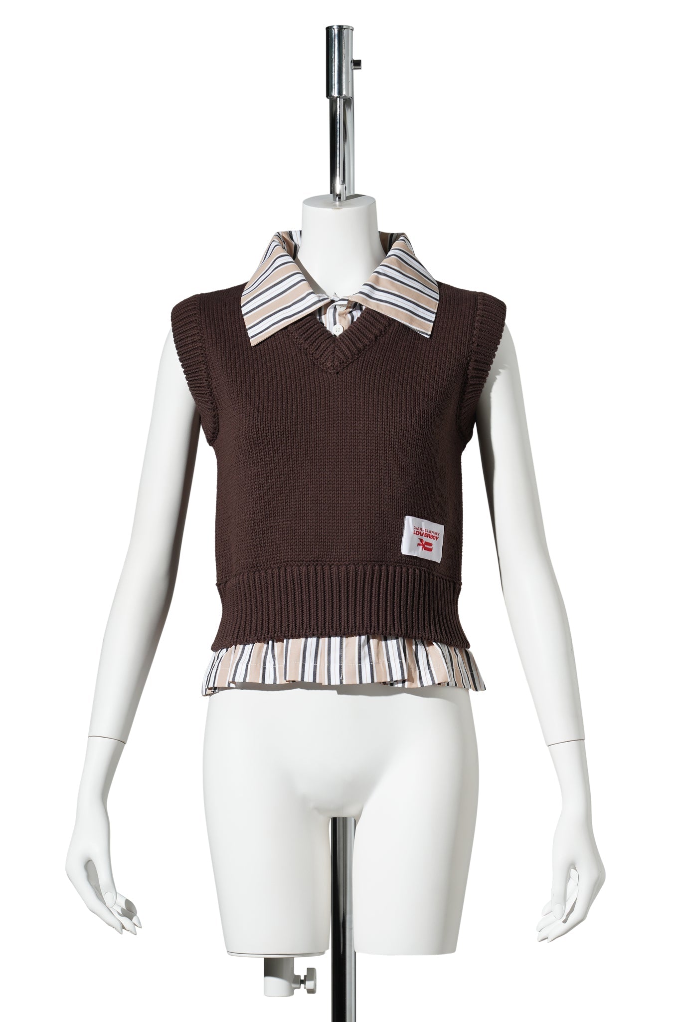 SMART CROPPED VEST / BROWN