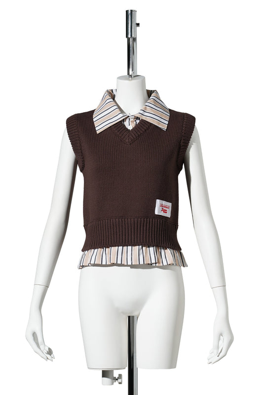 SMART CROPPED VEST / BROWN