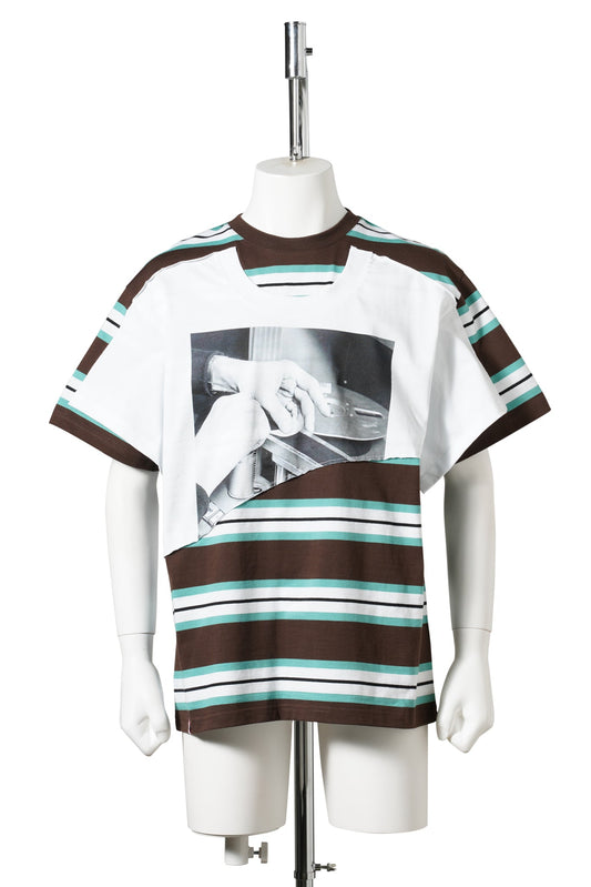 ABBEY ROAD DOUBLE TEE / BROWN STRIPE/WHITE