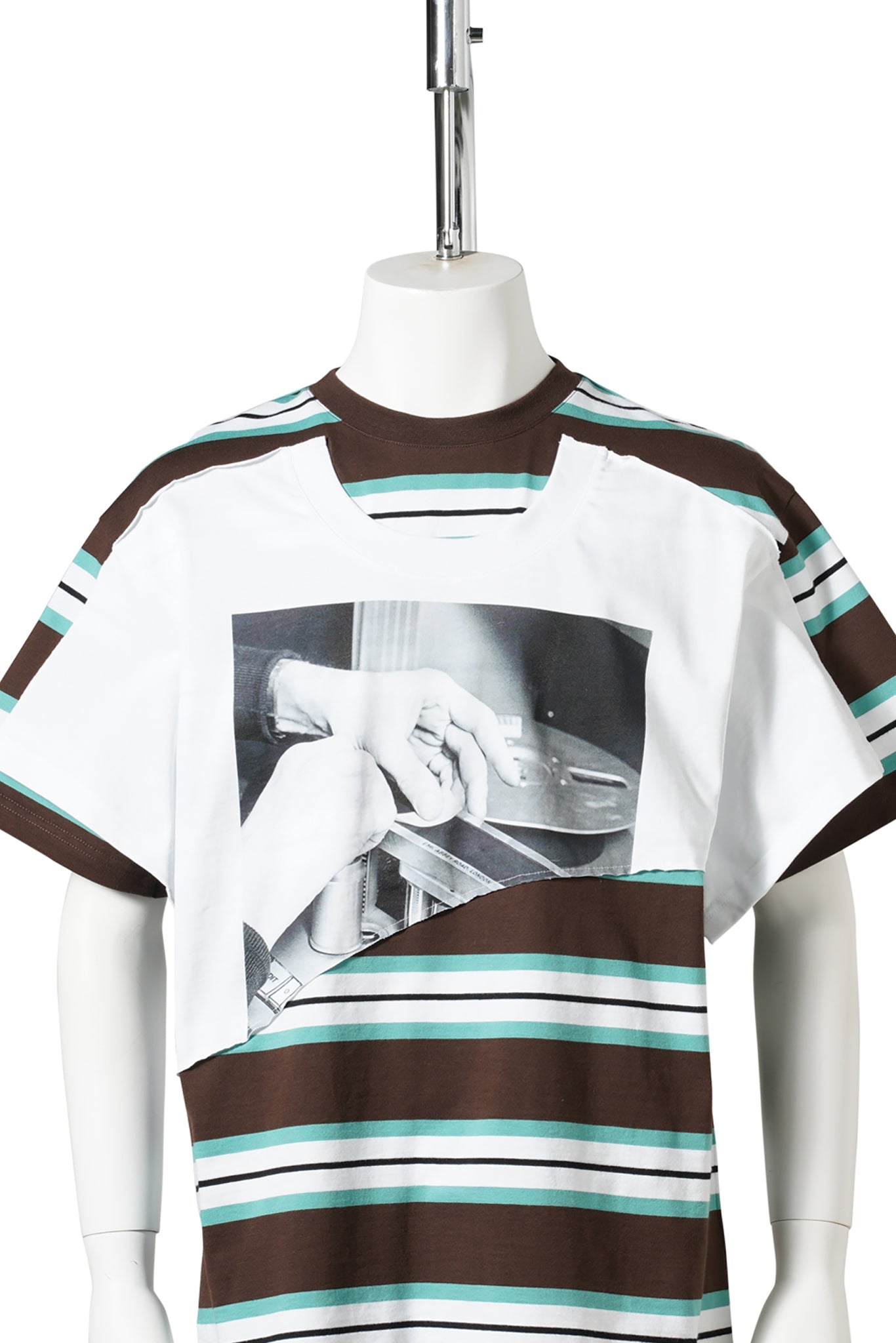 ABBEY ROAD DOUBLE TEE / BROWN STRIPE/WHITE