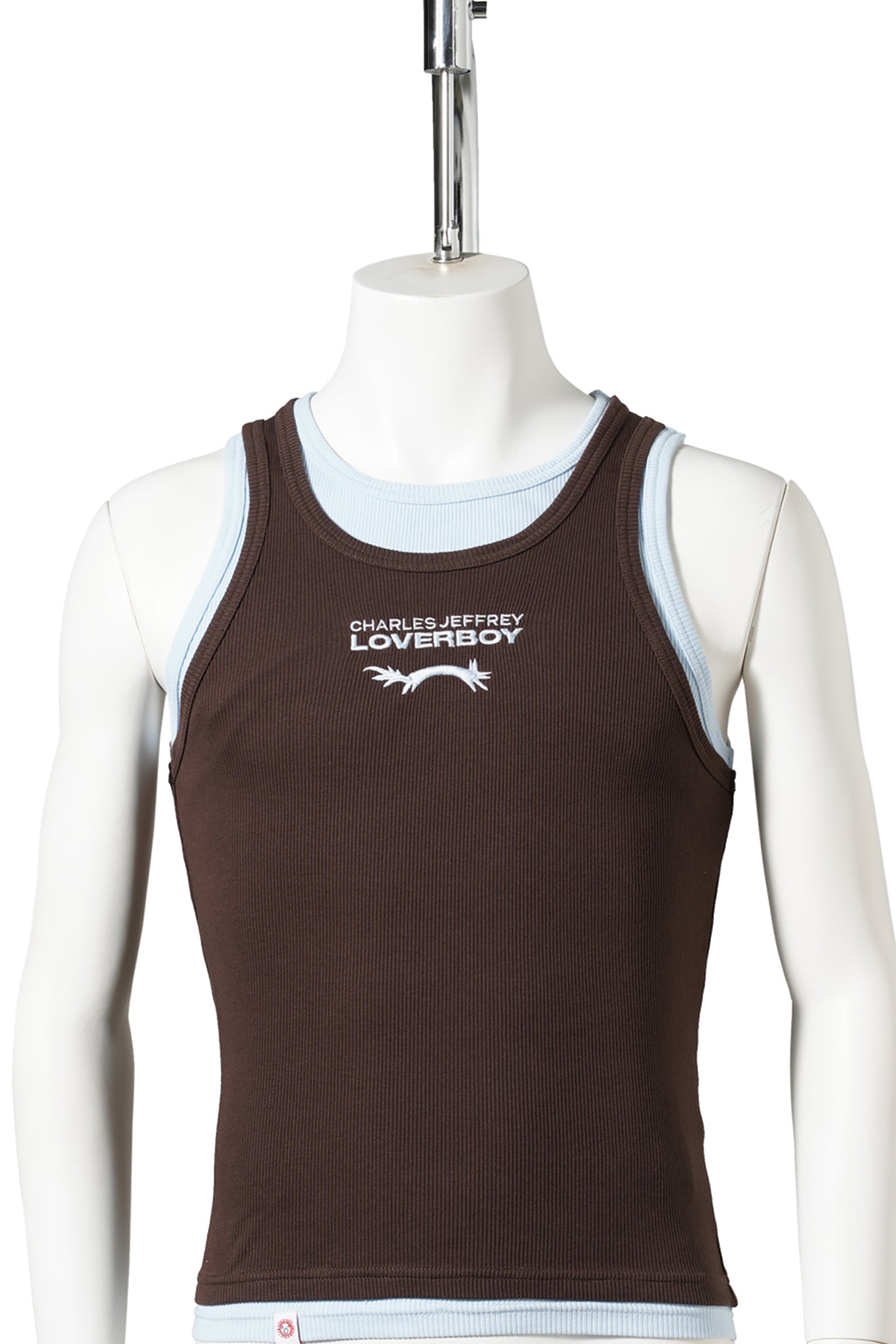 DOUBLE LOGO TANK TOP / BROWN/RIGHT BLUE