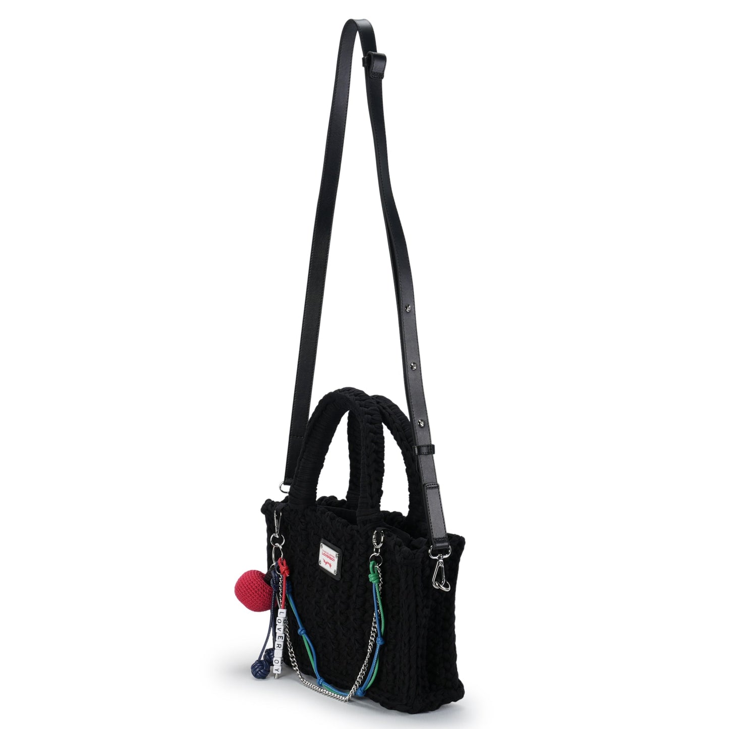 BUCKET BAG WITH APPLE CHARM / BLACK