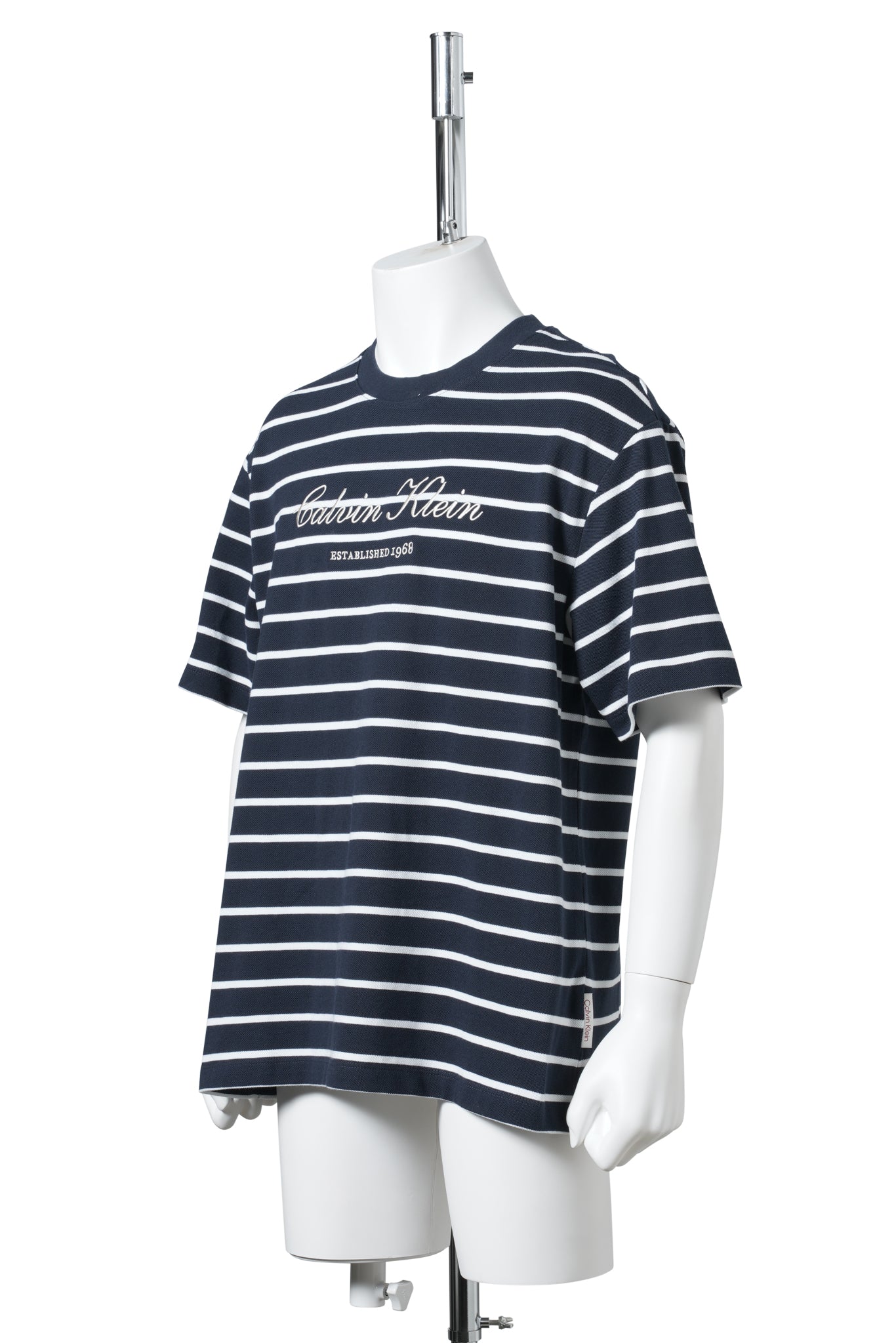 SS STRIPE CASUAL PIQUE CALVIN TEE / CEF:NAVY