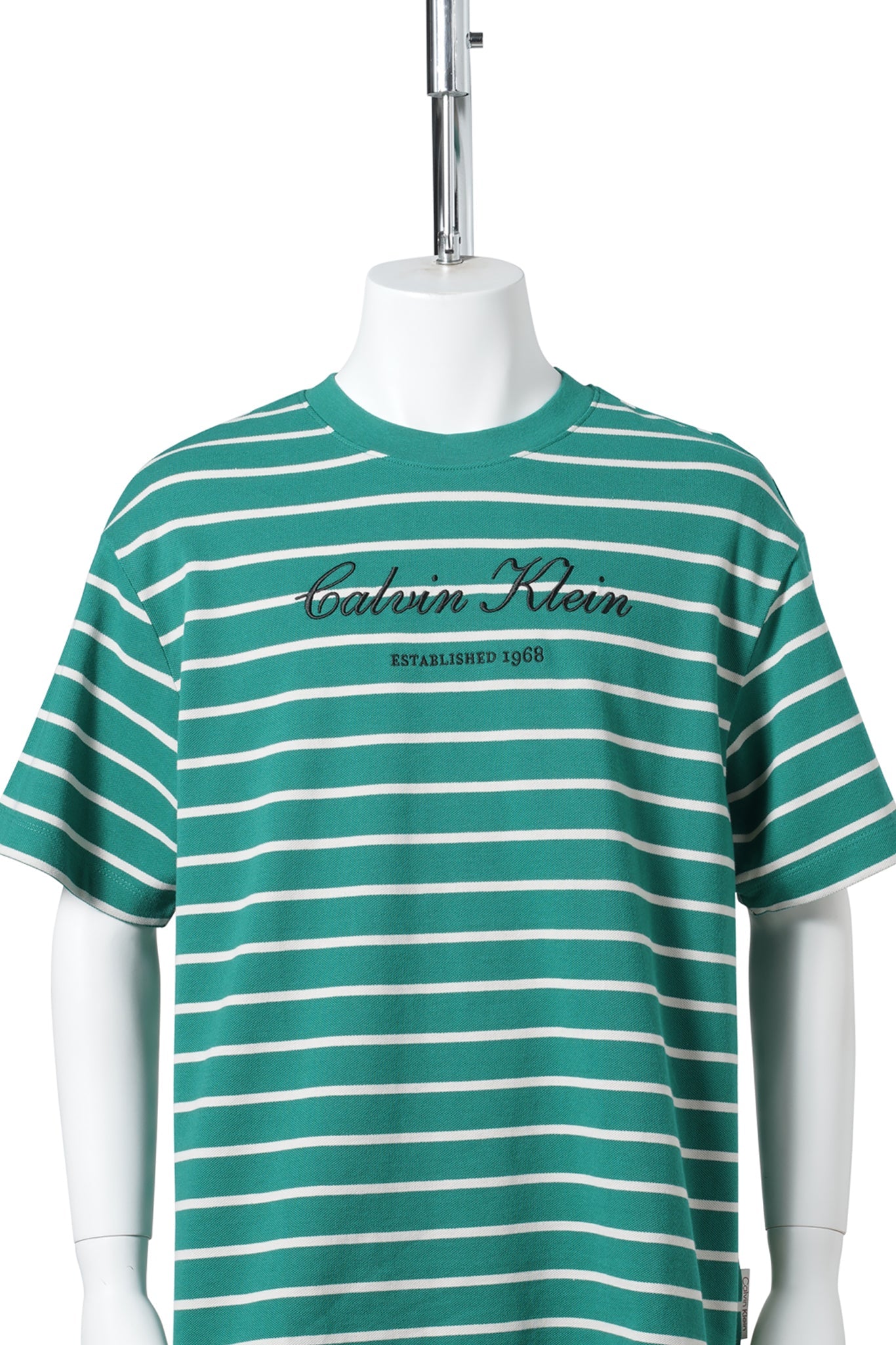 SS STRIPE CASUAL PIQUE CALVIN TEE / L4G:GREEN