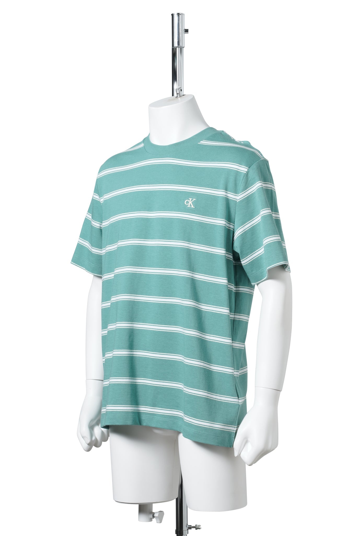 SS EASY STRIPE CREWNK TEE / VFL:GREEN