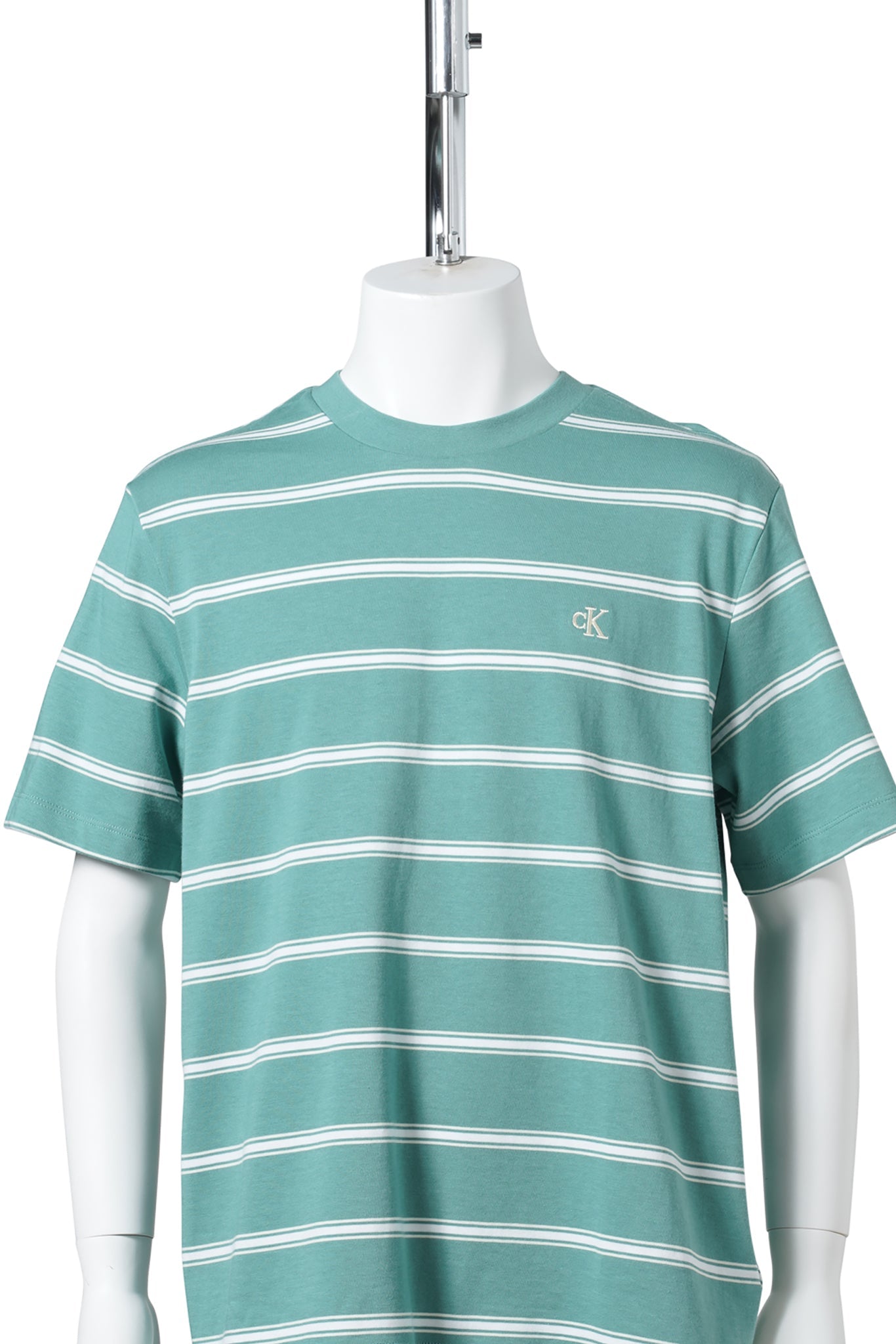 SS EASY STRIPE CREWNK TEE / VFL:GREEN