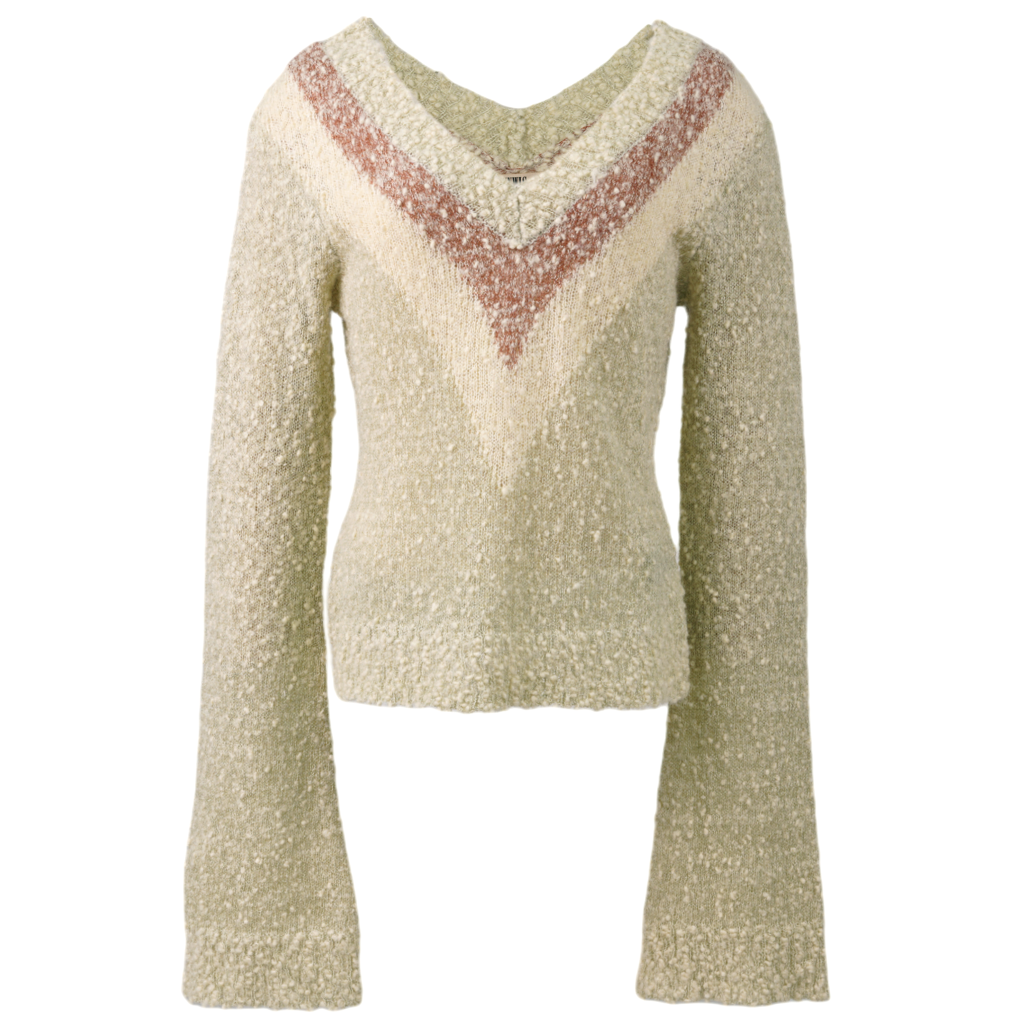 SPECKLED YARN JUMPER WITH V NECK / CREAM SPECK