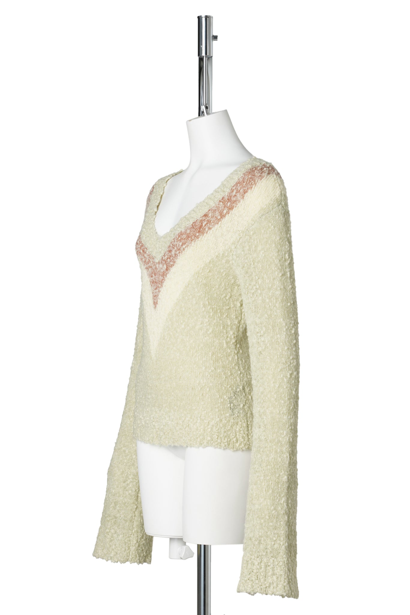 SPECKLED YARN JUMPER WITH V NECK / CREAM SPECK