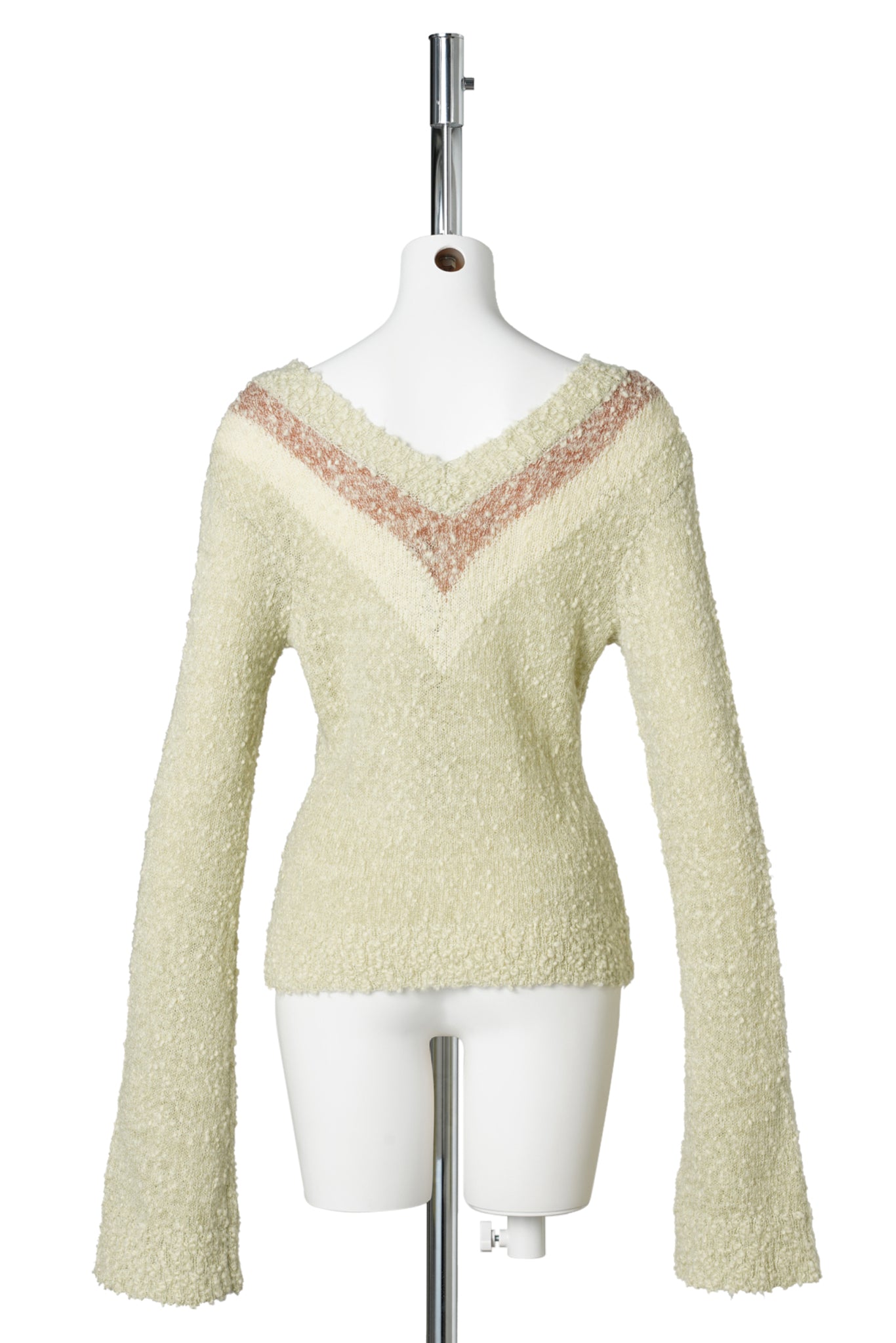 SPECKLED YARN JUMPER WITH V NECK / CREAM SPECK