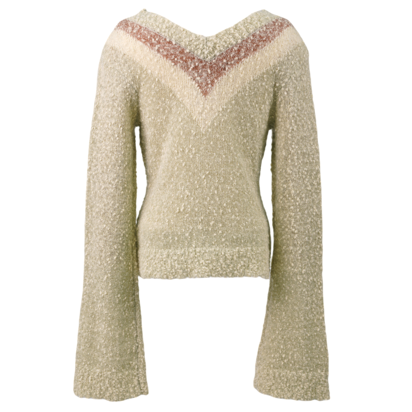 SPECKLED YARN JUMPER WITH V NECK / CREAM SPECK