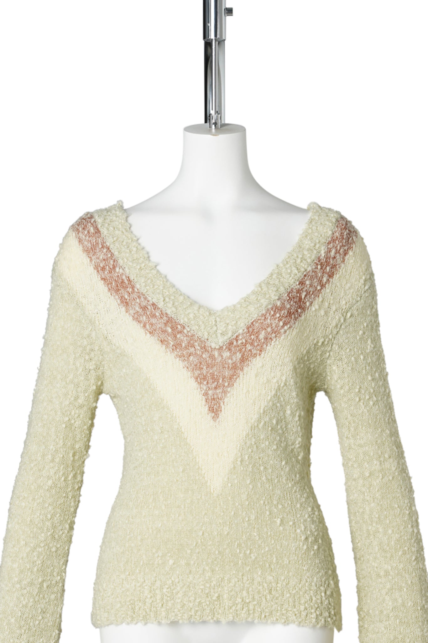 SPECKLED YARN JUMPER WITH V NECK / CREAM SPECK