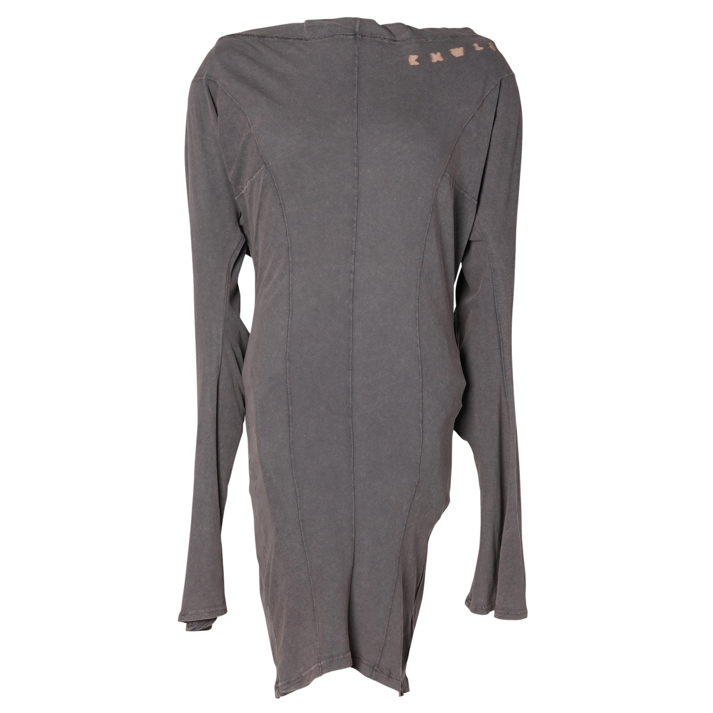 WASHED LONG SLEEVE JERSEY TOP WITH DRAWSTRINGS / ASH