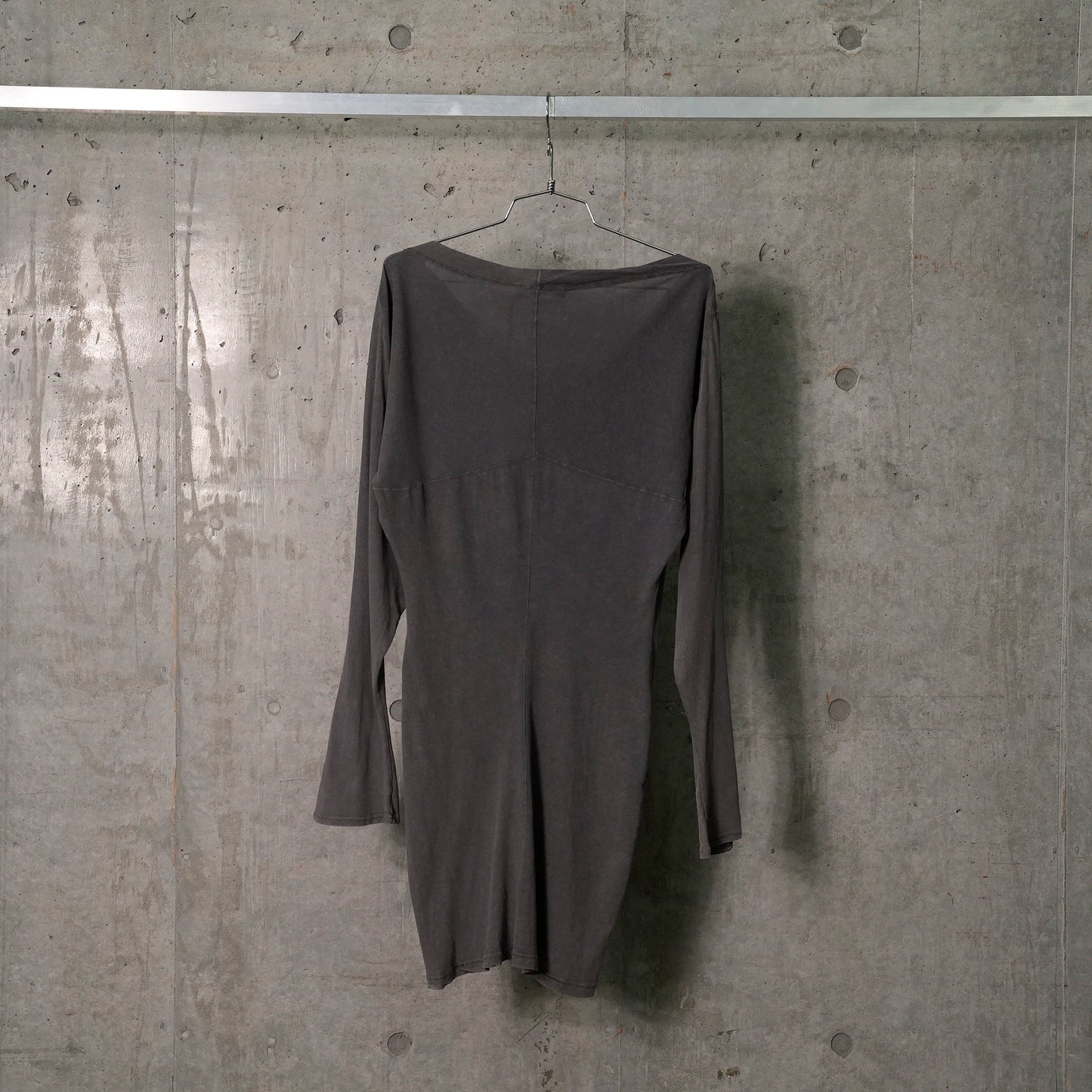 WASHED LONG SLEEVE JERSEY TOP WITH DRAWSTRINGS / ASH