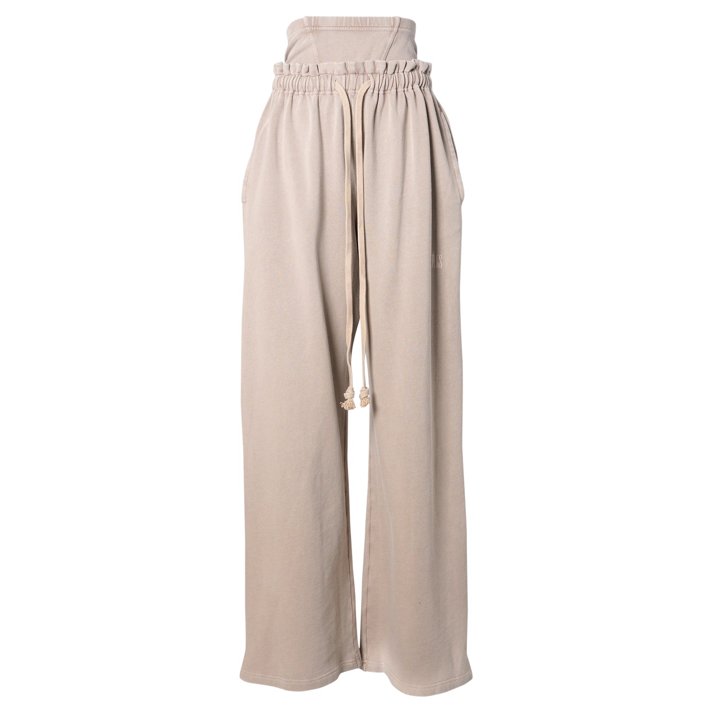 OVERSIZED SWEATPANTS WITH INTEGRATED RIB SHORTS / FADED TAUPE