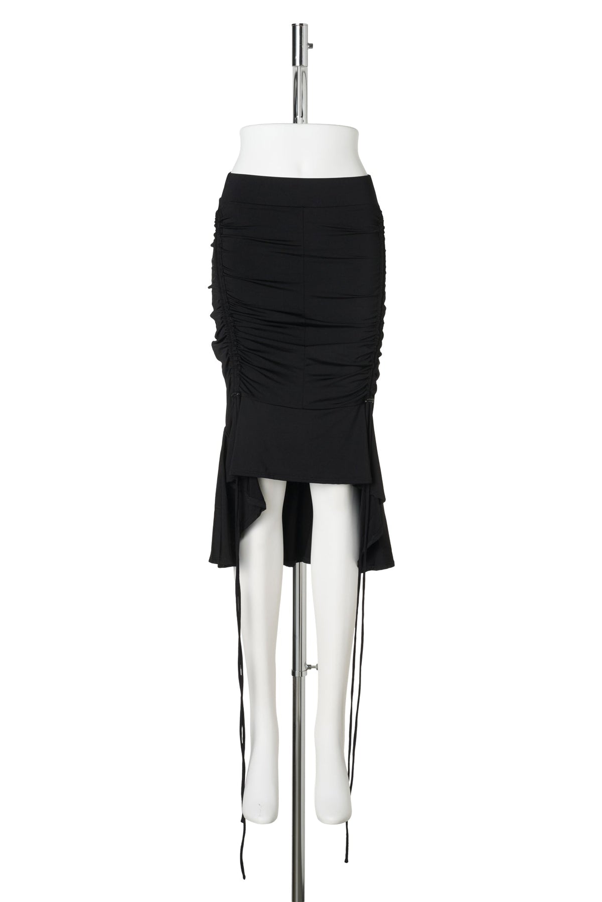 SKIRT WITH PULLER DETAILS AND ELASTIC WAISTBAND / BLACK