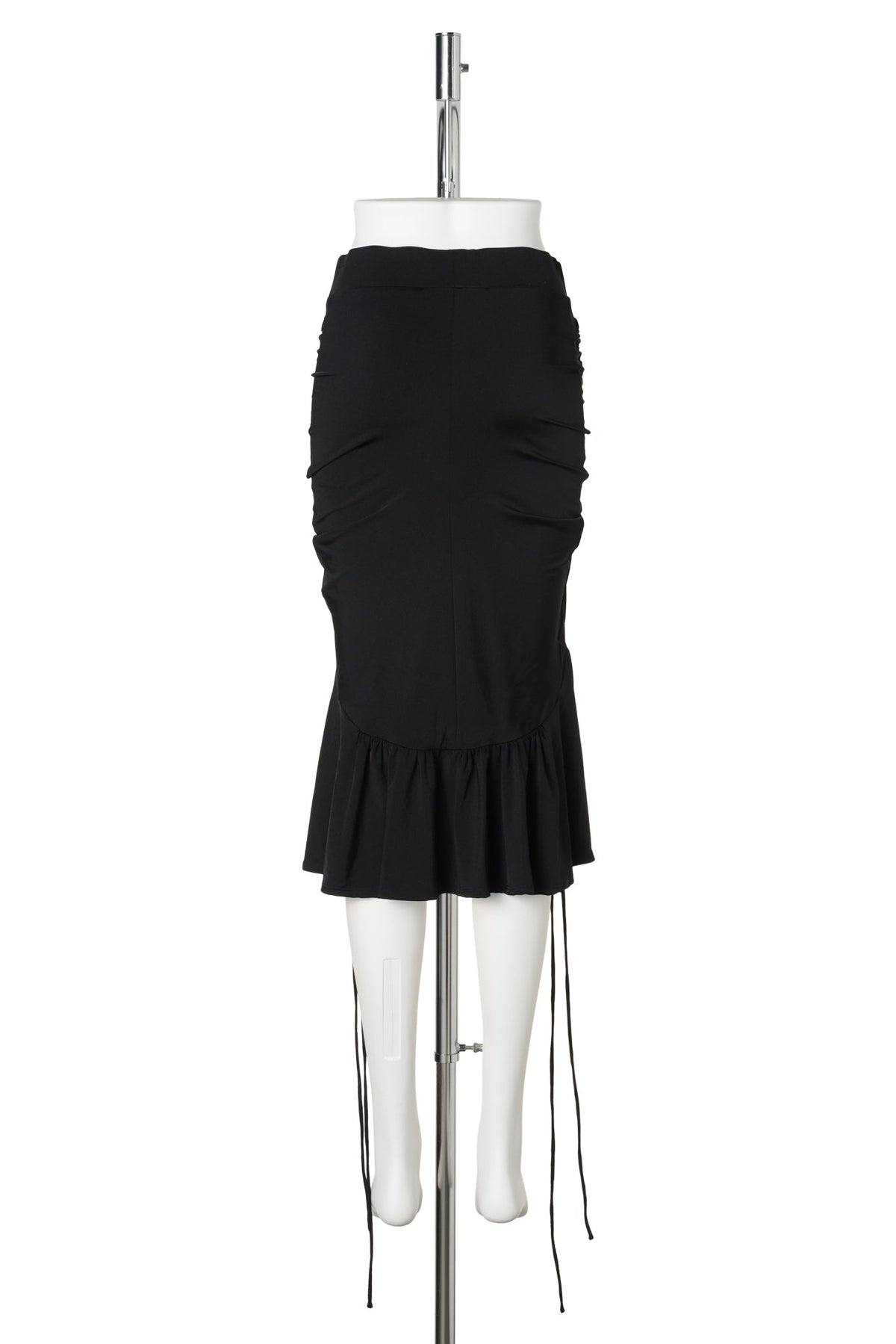 SKIRT WITH PULLER DETAILS AND ELASTIC WAISTBAND / BLACK