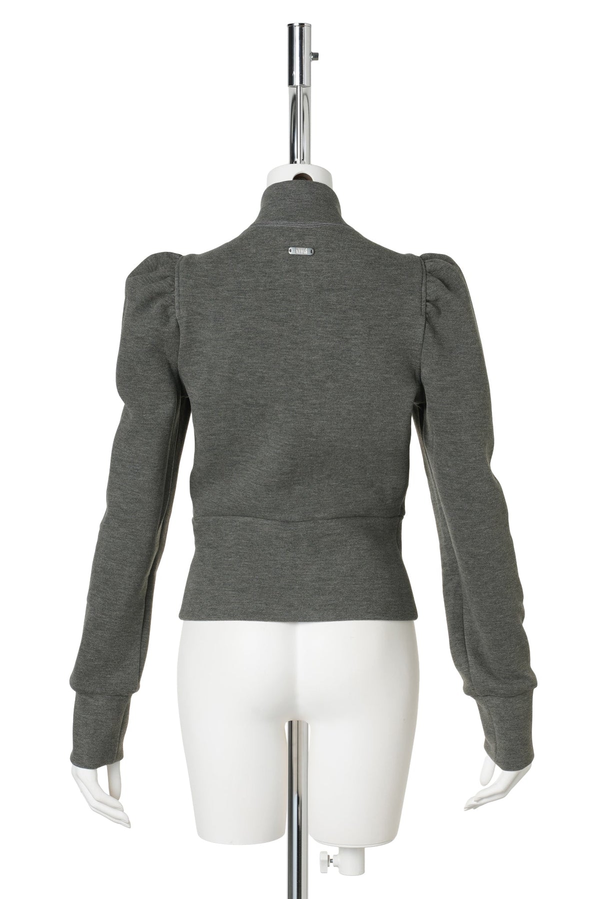 STRETCH SCUBA TRACK JACKET WITH PUFF SLEEVES / GREY