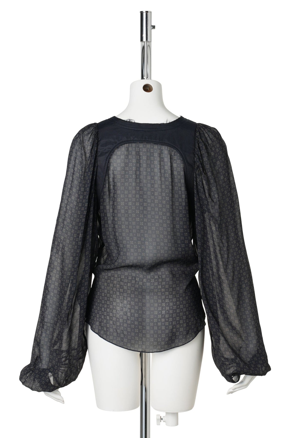 BLOUSE WITH PUFF SLEEVES AND PADDED HARNESS DETAIL / SCARF