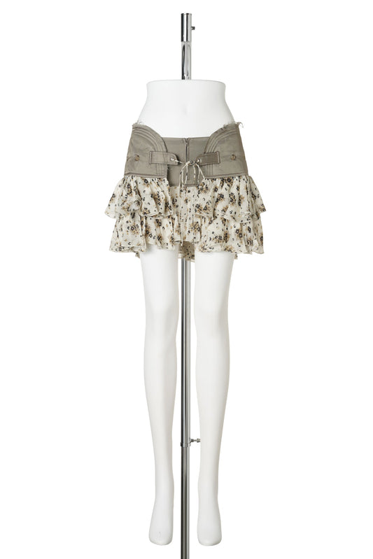 MINI SKIRT WITH PADDED WAISTBAND / FLORAL