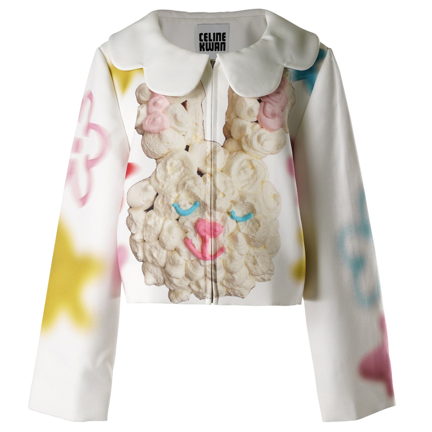 SPRINKLED ZIP UP JACKET / WHITE SPRINKLES PRINT