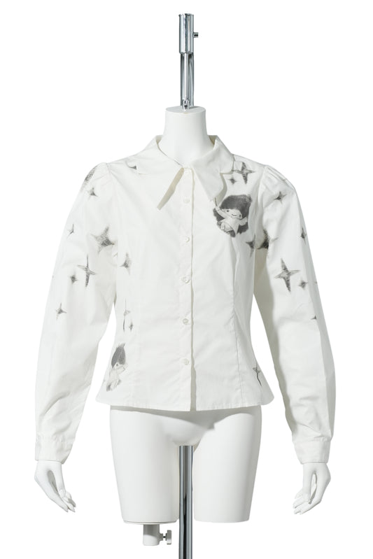 CELINE KWAN x SANRIO LITTLE TWIN STRARS FITTED SHIRT / WHITE