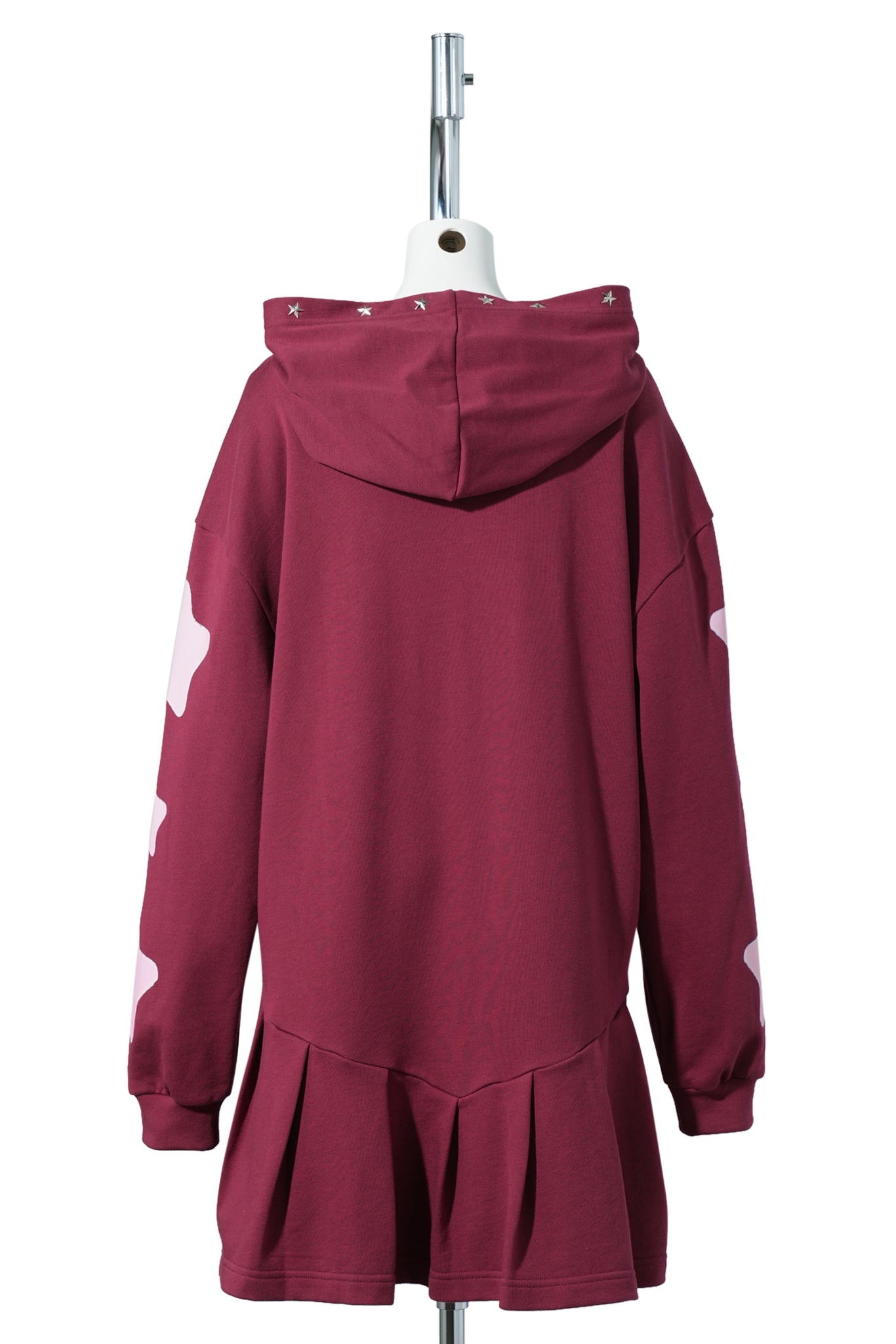 CELINE KWAN x SANRIO HELLO KITTY PLEATED HOODIE DRESS / MAROON/PINK