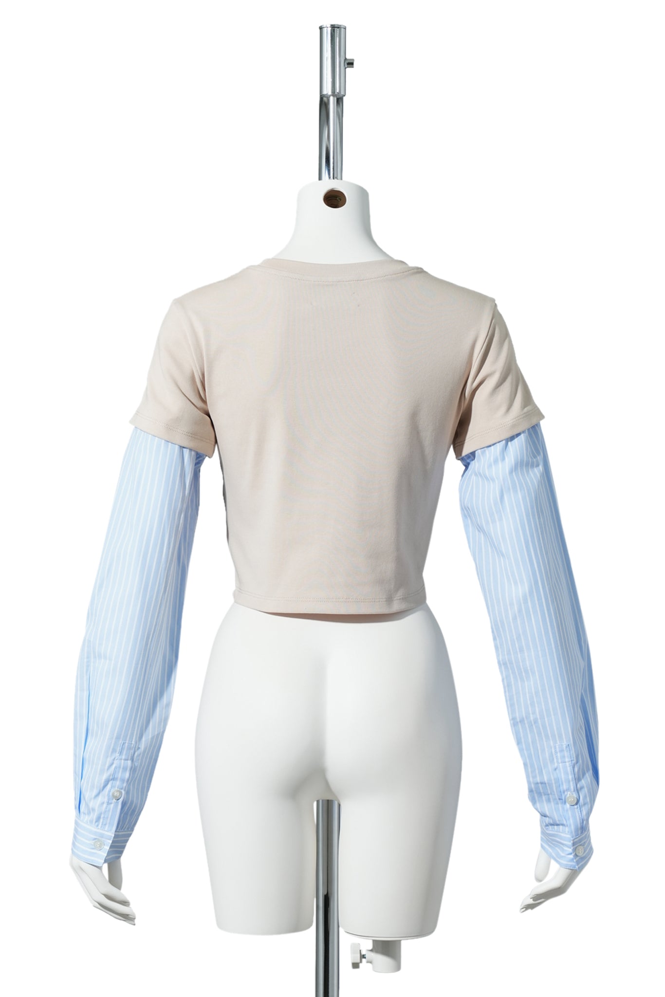 CELINE KWAN x SANRIO HELLOW KITTY BABY TEE SHIRT / BEIGE/BLUE STRIPES